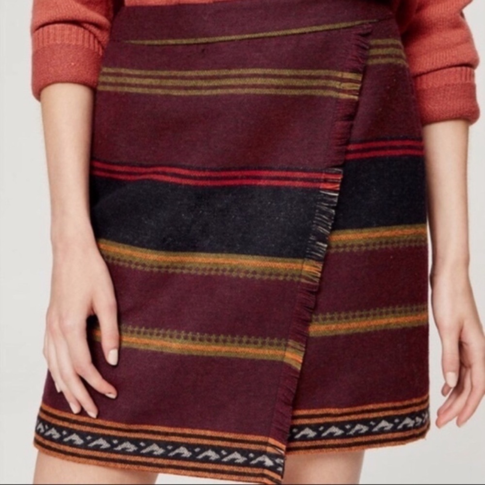 LOFT Southwestern Blanket Faux Wrap Stripe Skirt